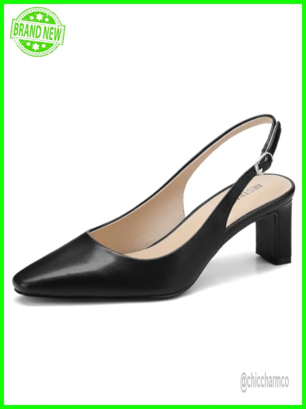 Slingback Heels Closed Toe 2.2 Inch Block Heel Pumps